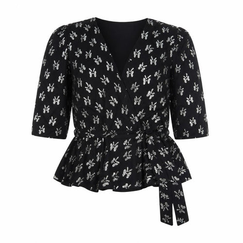 Debenhams Women’s Black Wrap Blouse, Size 14, Floral