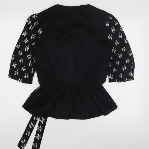 Debenhams Women’s Black Wrap Blouse, Size 14, Floral