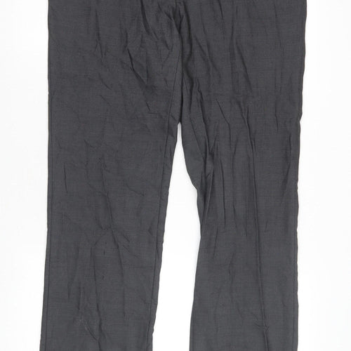 River Island Men's Black Wool Blend Straight Trousers