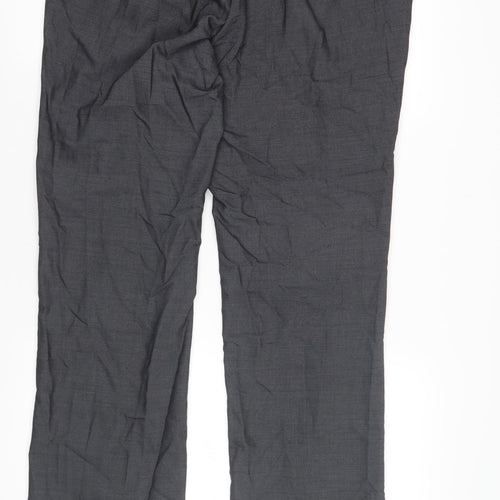 River Island Men's Black Wool Blend Straight Trousers