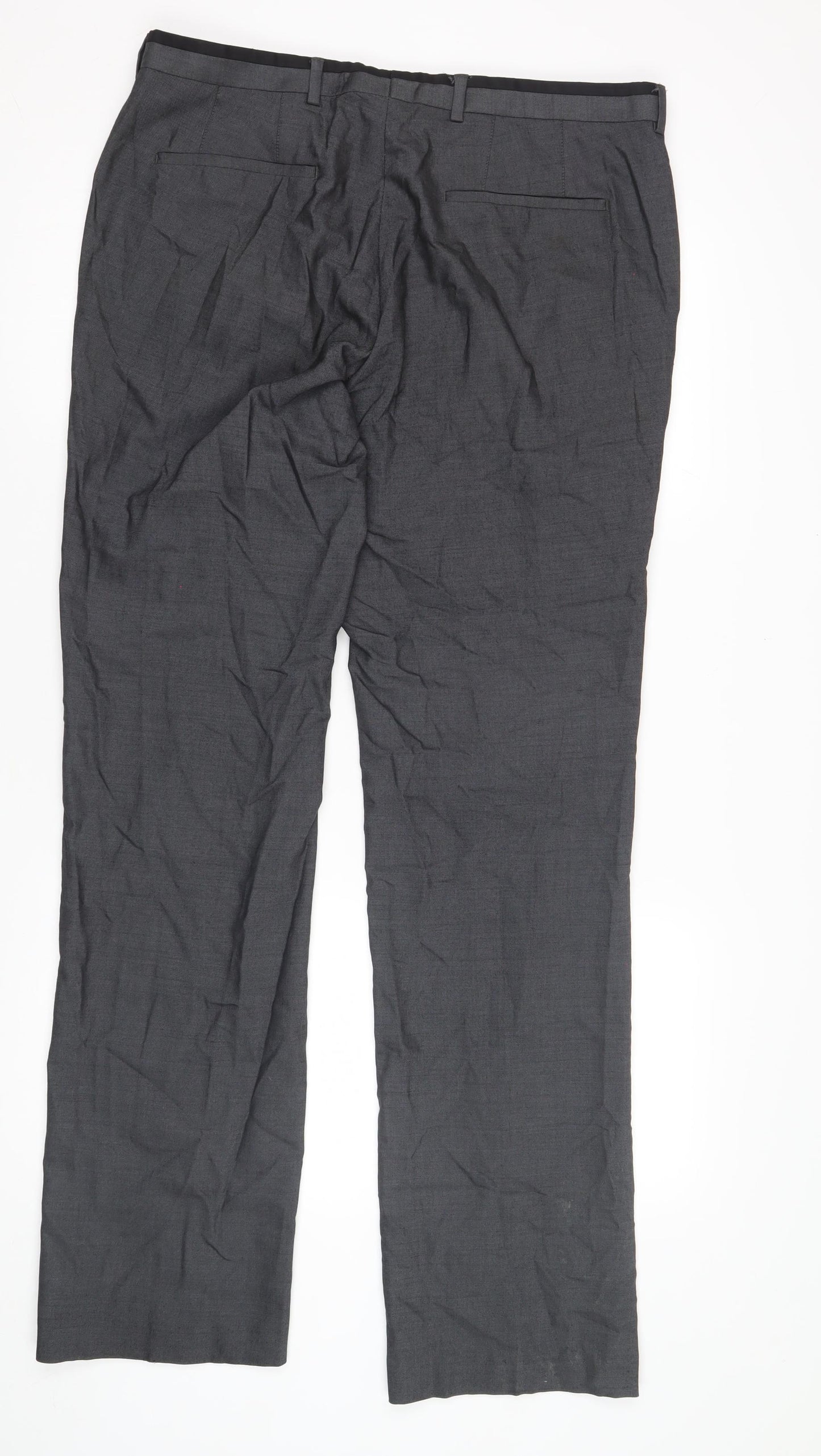 River Island Men's Black Wool Blend Straight Trousers