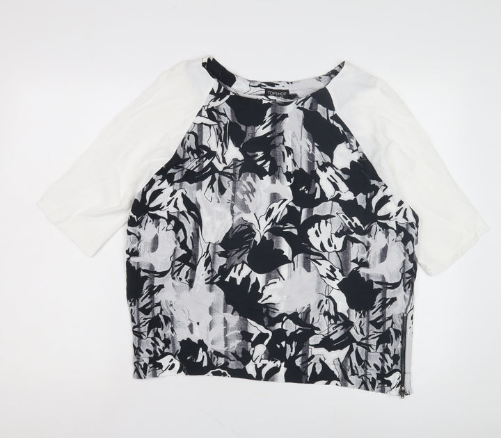 Topshop Women's Multicoloured Raglan Floral Top Size 10
