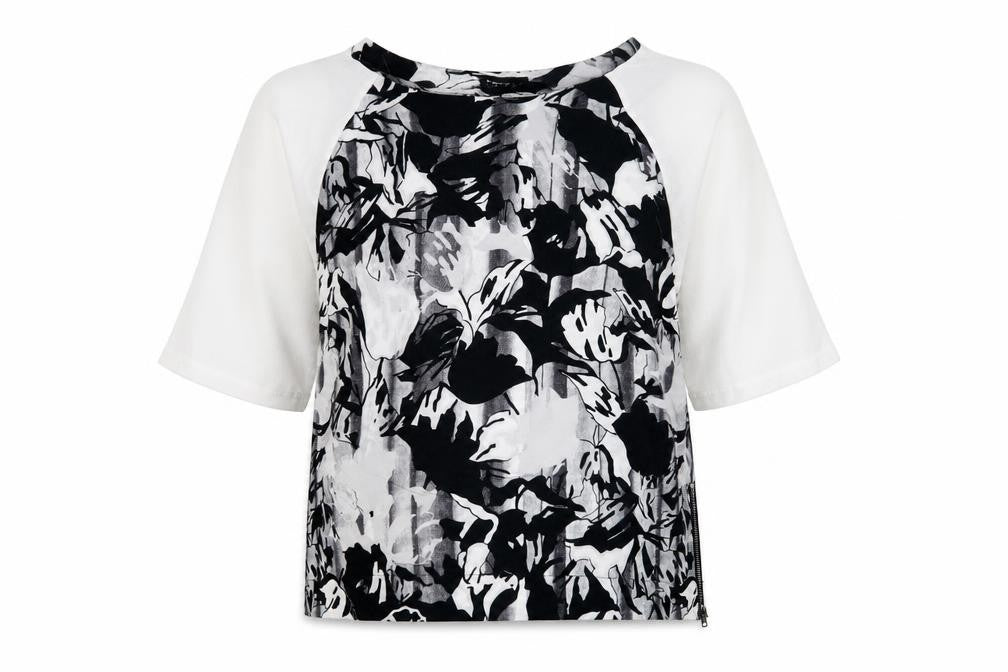 Front view of Topshop Women's Multicoloured Raglan Floral Top, size 10