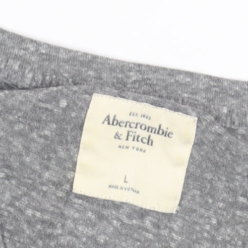 Abercrombie & Fitch Women's Grey V-Neck T-Shirt L