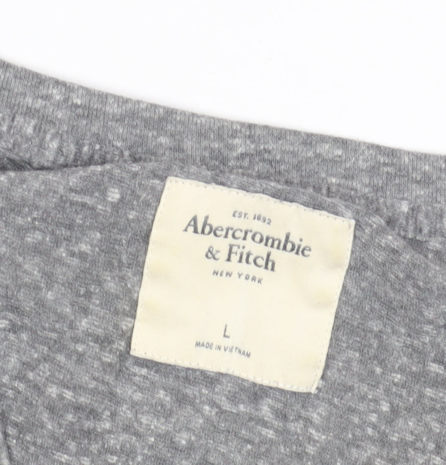 Abercrombie & Fitch Women's Grey V-Neck T-Shirt L