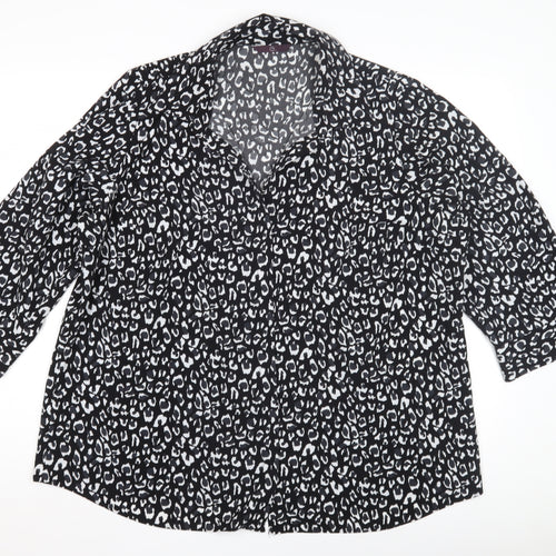 E Women's Leopard Print Blouse, Size 22, V-Neck, Casual