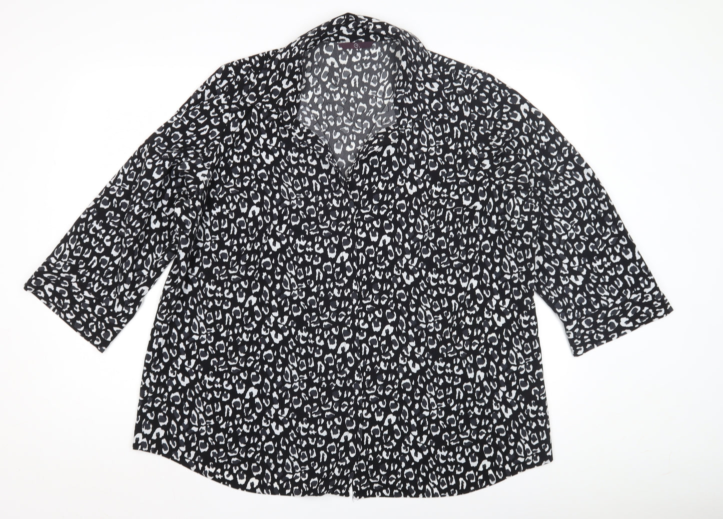 E Women's Leopard Print Blouse, Size 22, V-Neck, Casual