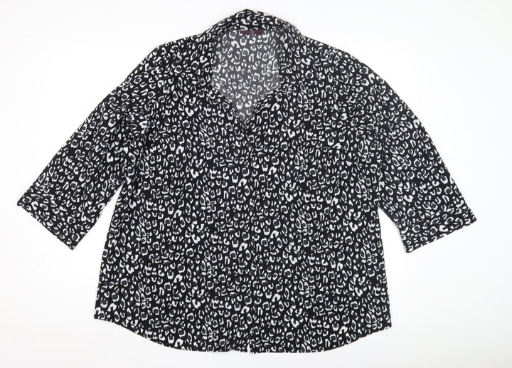 E Women's Leopard Print Blouse, Size 22, V-Neck, Casual