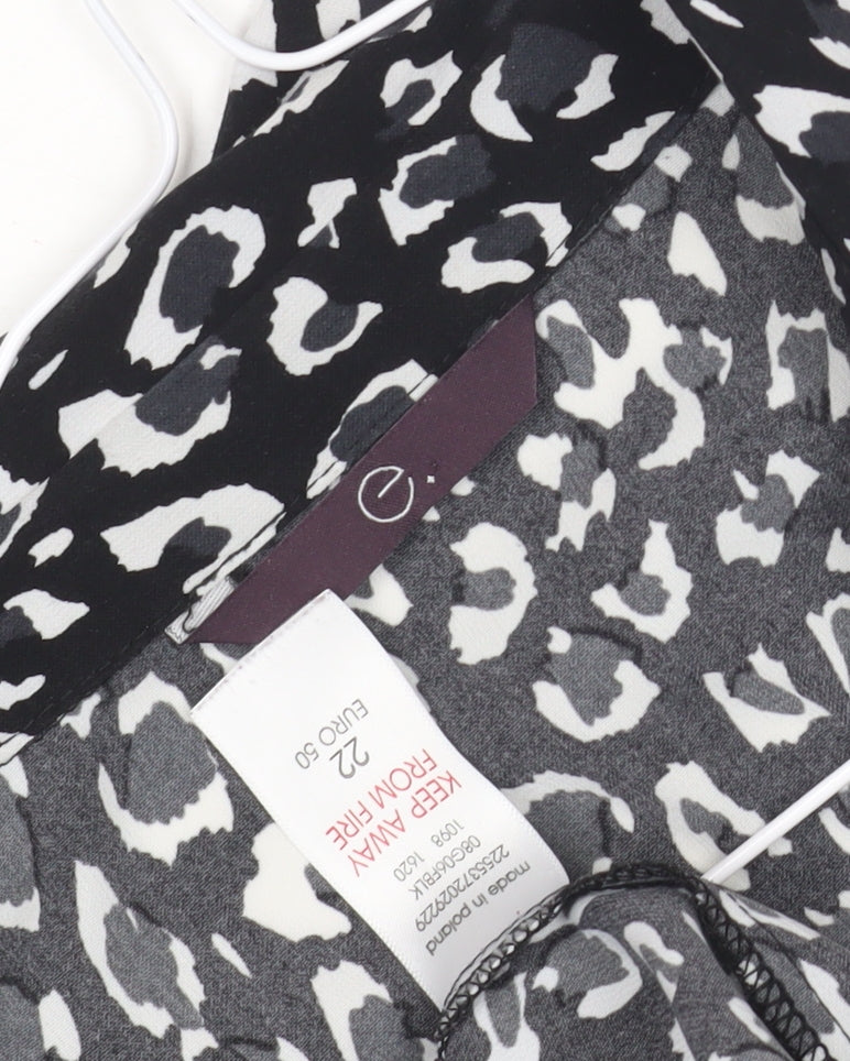 E Women's Leopard Print Blouse, Size 22, V-Neck, Casual