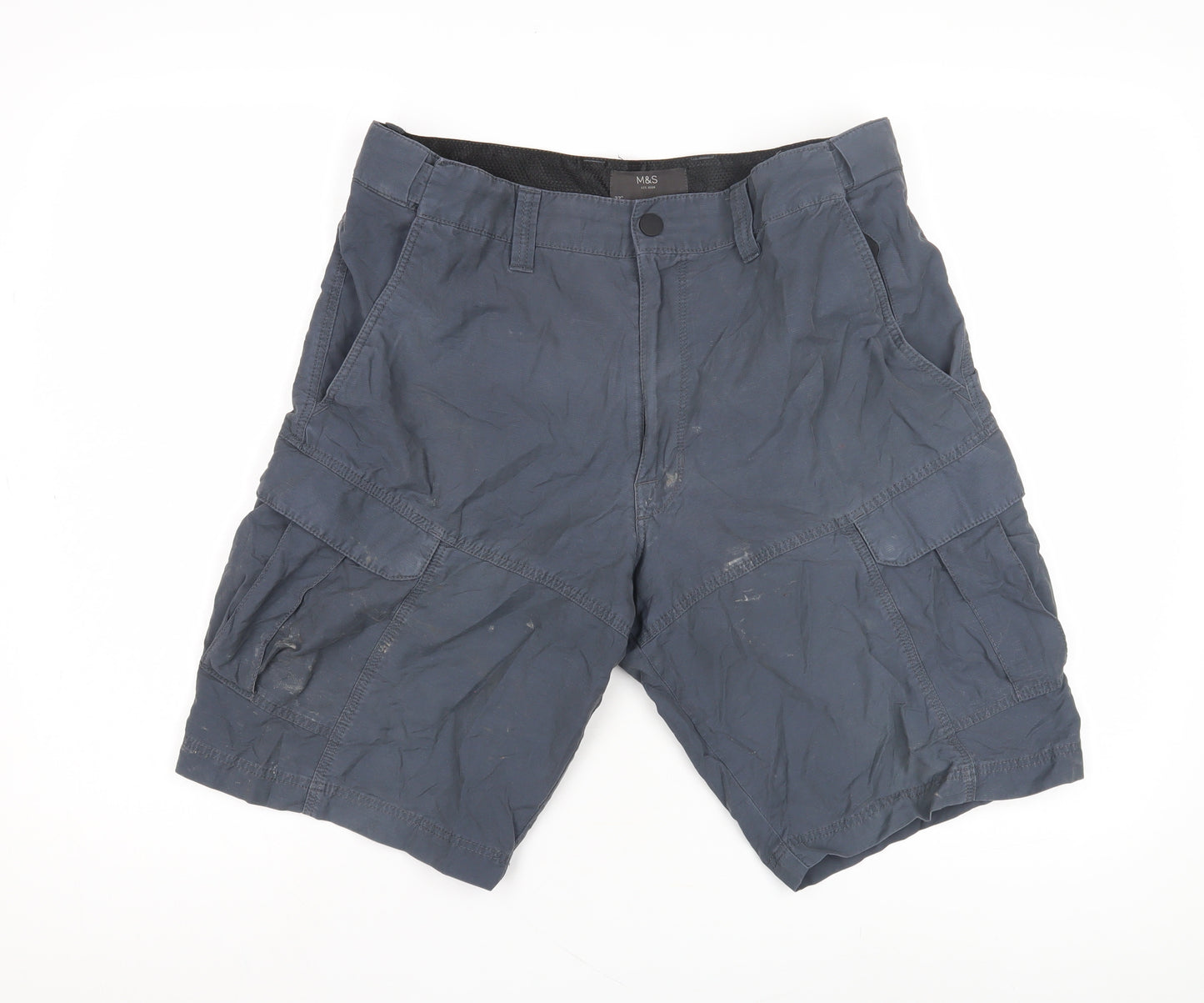 Marks and Spencer Men's Blue Cargo Shorts 32