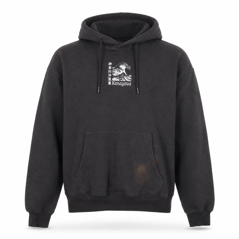 Front view of Pull&Bear Art Print Men's Black Hoodie S