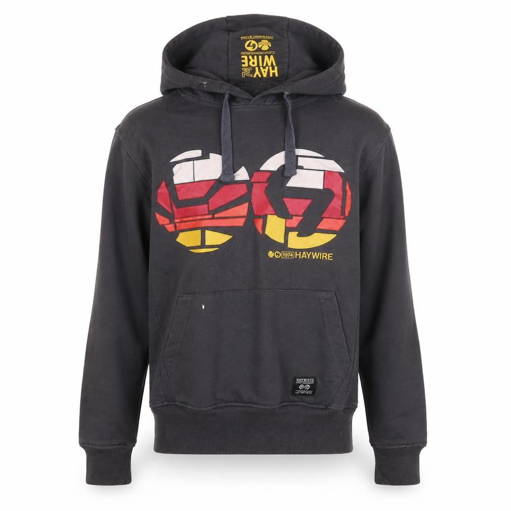 Front view of Haywire boys’ black graphic hoodie l pullover casual