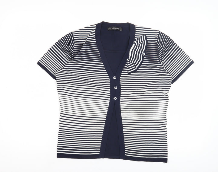 Just Elegance Women's Navy Striped T-Shirt, Size L