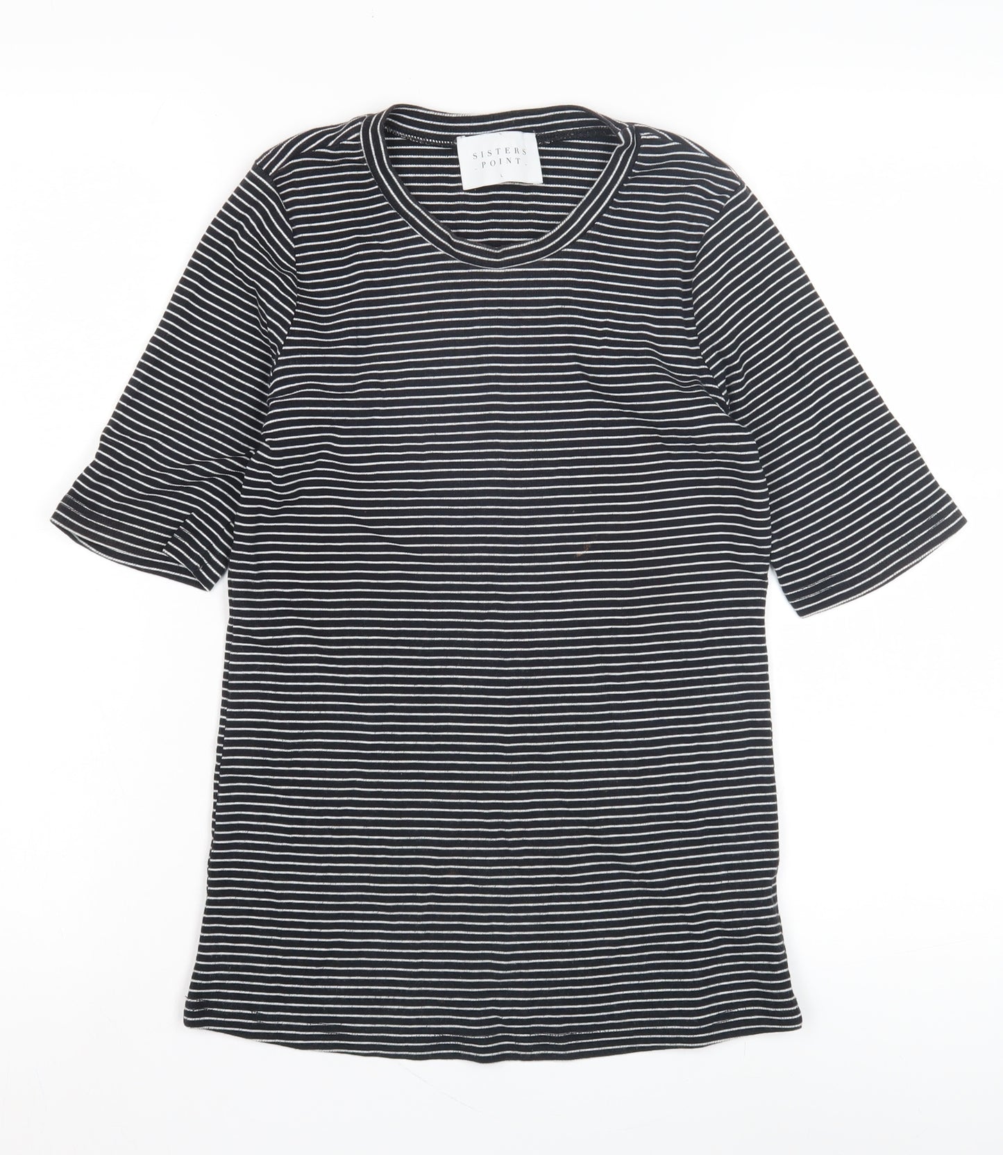 Sisters Point Women's Black Striped T-Shirt L