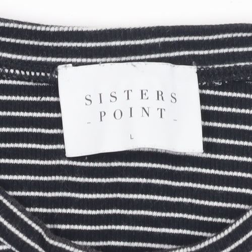 Sisters Point Women's Black Striped T-Shirt L