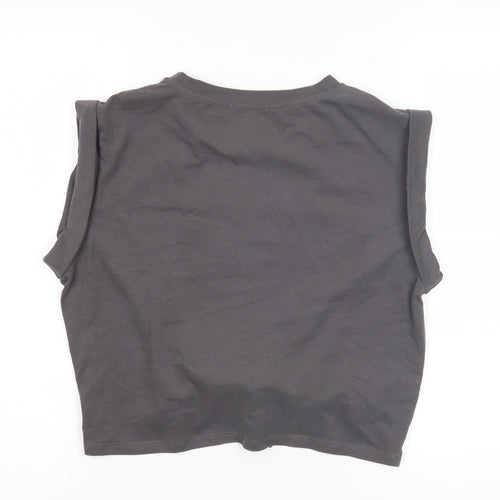 Cider Women's Grey Sleeveless Tie T-Shirt Size S
