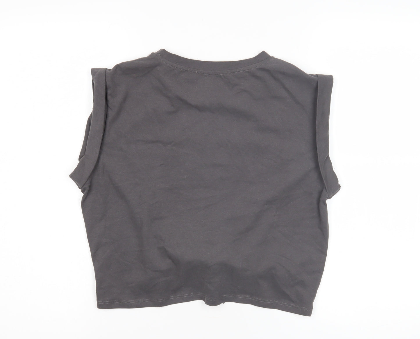 Cider Women's Grey Sleeveless Tie T-Shirt Size S