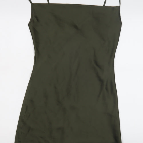 Stradivarius Women's Green Slip Dress Size 12