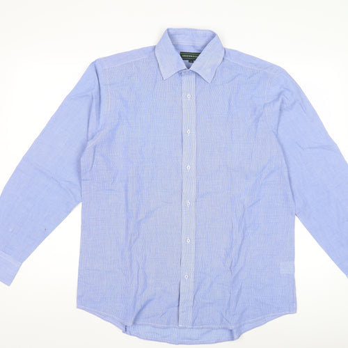 Greenwoods Men's Blue Striped Dress Shirt Size 16