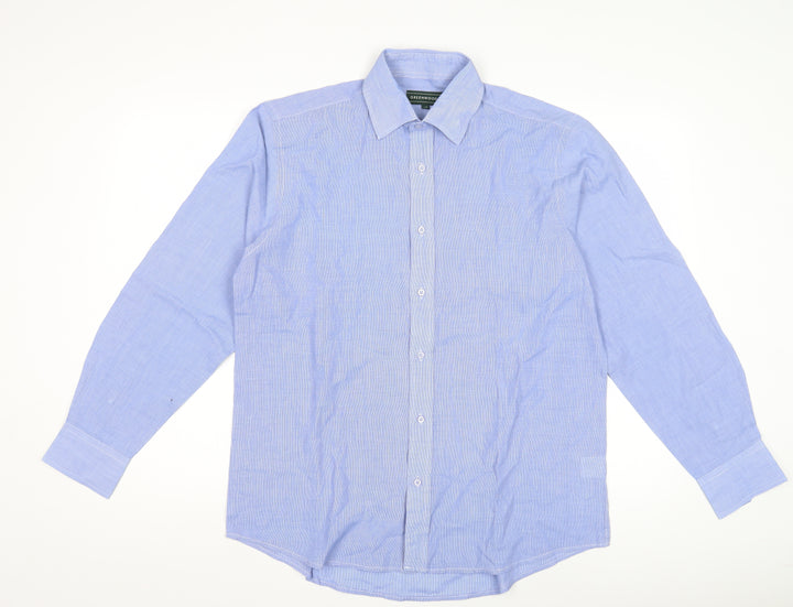 Greenwoods Men's Blue Striped Dress Shirt Size 16