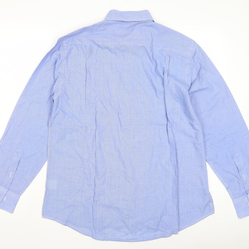 Greenwoods Men's Blue Striped Dress Shirt Size 16