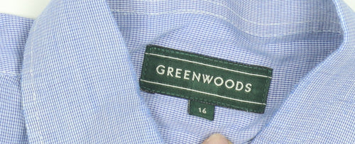 Greenwoods Men's Blue Striped Dress Shirt Size 16
