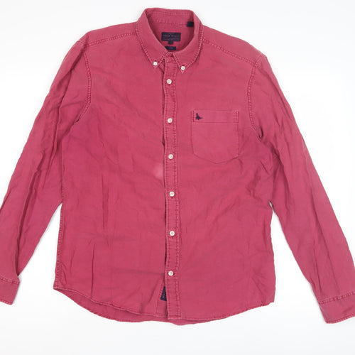 Jack Wills Men's Red Slim Fit Button-Up Shirt M