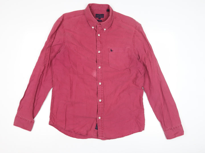 Jack Wills Men's Red Slim Fit Button-Up Shirt M