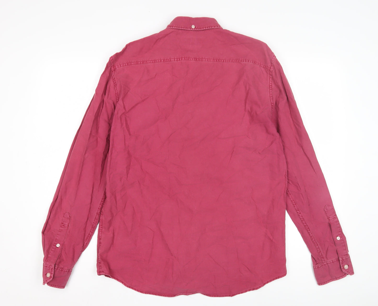 Jack Wills Men's Red Slim Fit Button-Up Shirt M