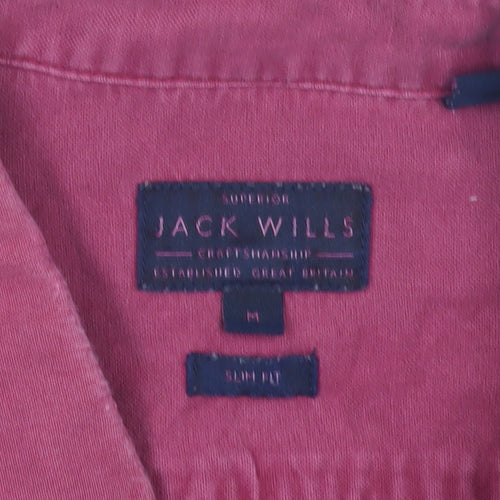 Jack Wills Men's Red Slim Fit Button-Up Shirt M