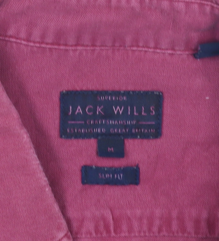 Jack Wills Men's Red Slim Fit Button-Up Shirt M