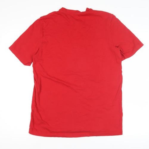 Adidas Men's Red V-Neck Short Sleeve T-Shirt M