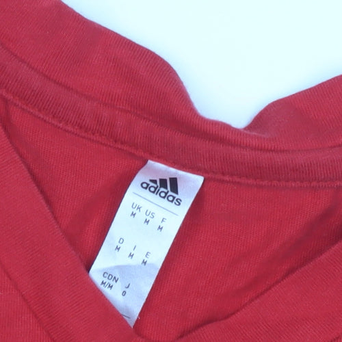 Adidas Men's Red V-Neck Short Sleeve T-Shirt M