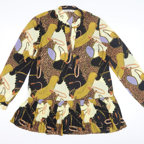 Zara Basic Women's Multicoloured Animal Print Tunic Blouse, Size S