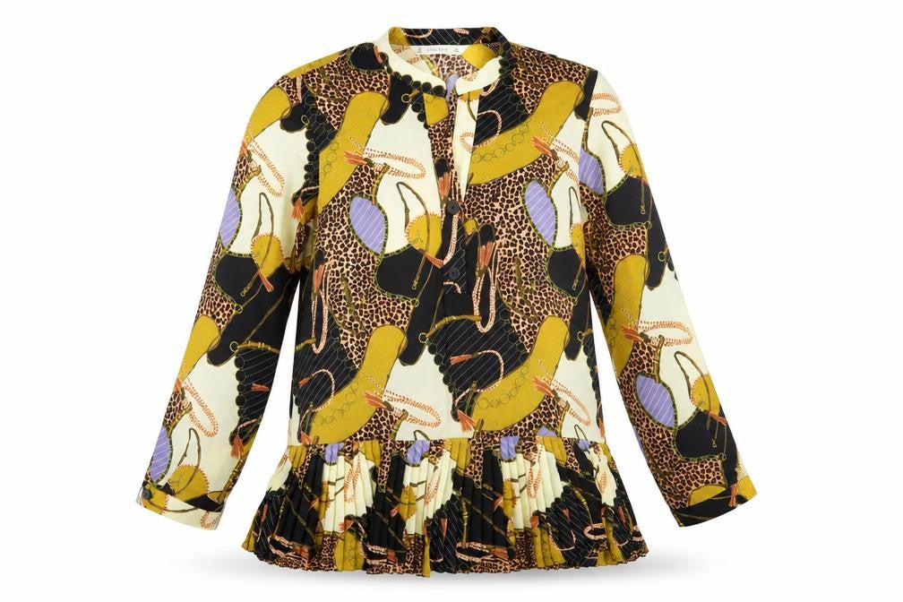 Front view of Zara Basic Women's Multicoloured Animal Print Tunic Blouse, size S