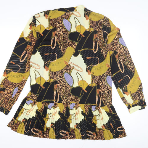 Zara Basic Women's Multicoloured Animal Print Tunic Blouse, Size S