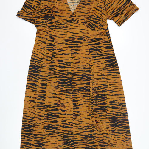 ASOS Women's Brown Animal Print A-Line Midi Dress