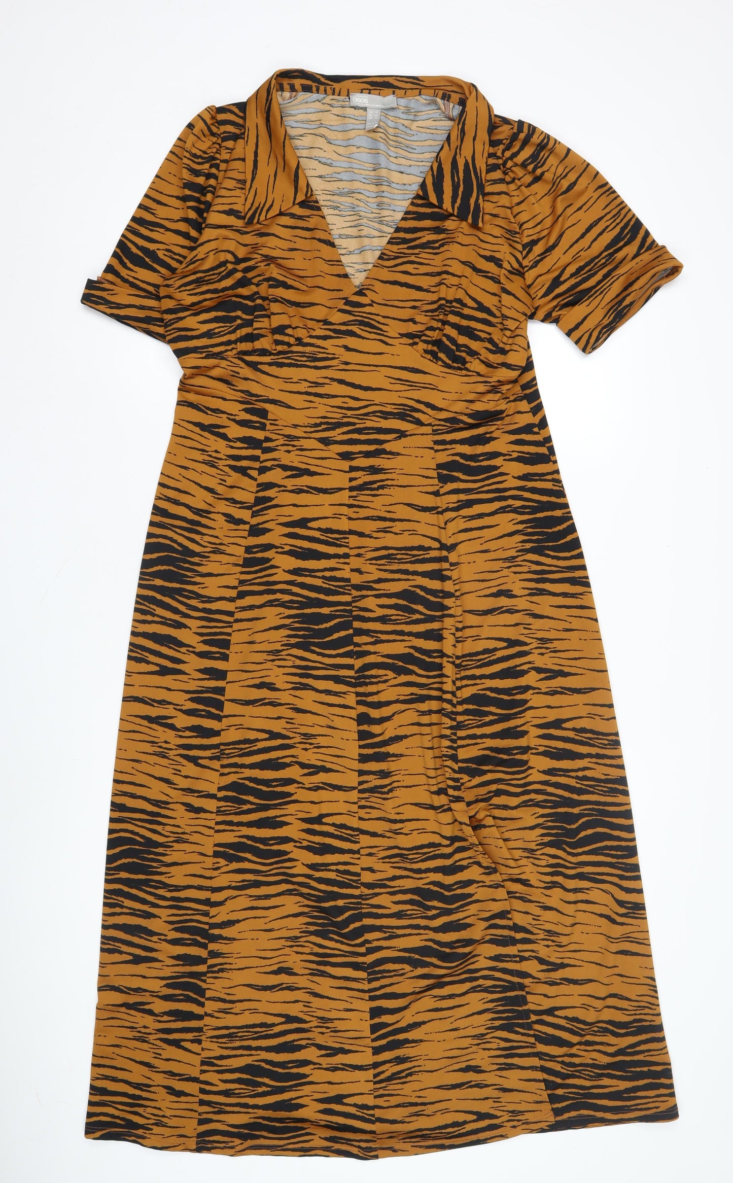 ASOS Women's Brown Animal Print A-Line Midi Dress