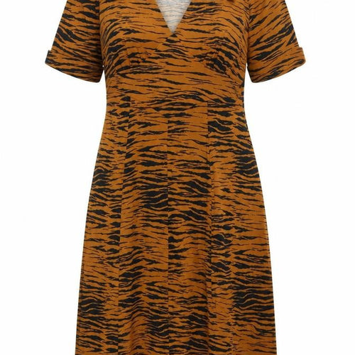 ASOS Women's Brown Animal Print A-Line Midi Dress