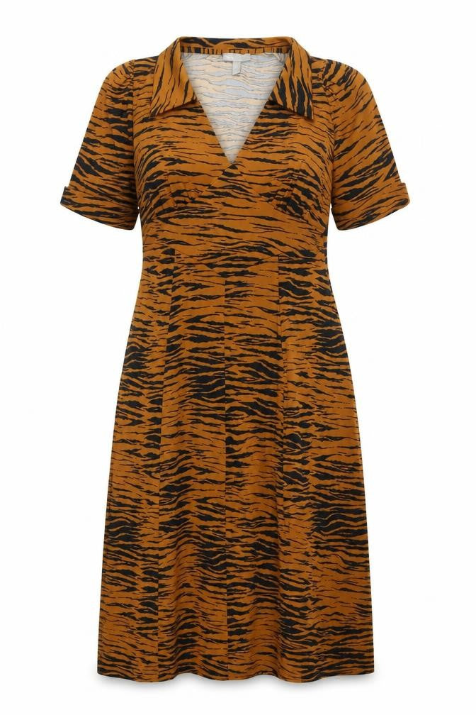 ASOS Women's Brown Animal Print A-Line Midi Dress