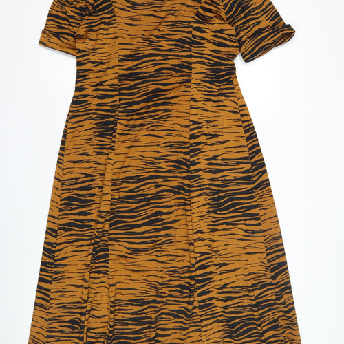 ASOS Women's Brown Animal Print A-Line Midi Dress