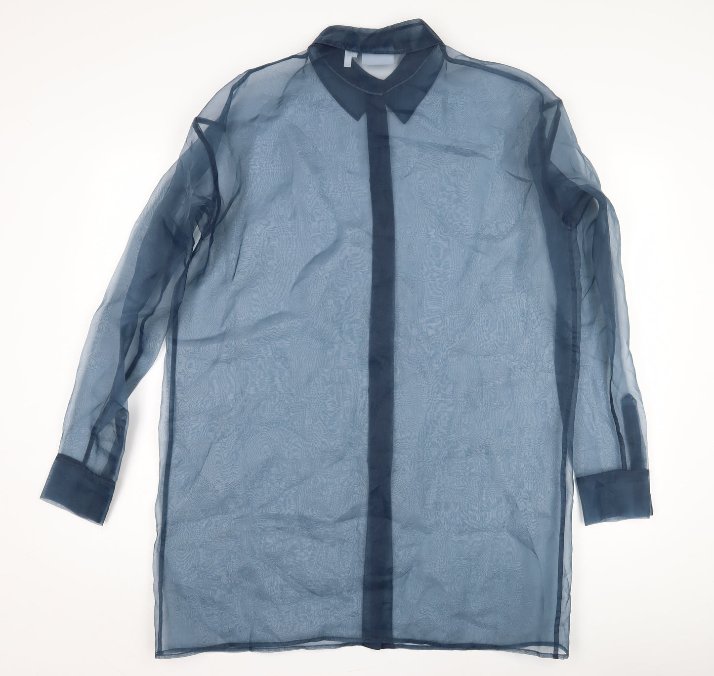 Weekday Women's Blue Sheer Button-Up, Size 14, Kimono Style