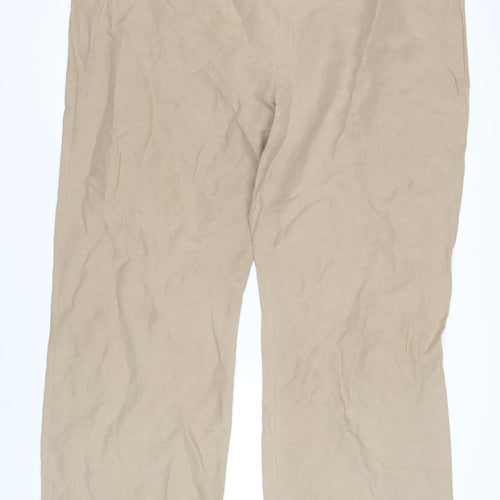 Chesca Womens Beige Linen Silk Relaxed Trousers Size 20