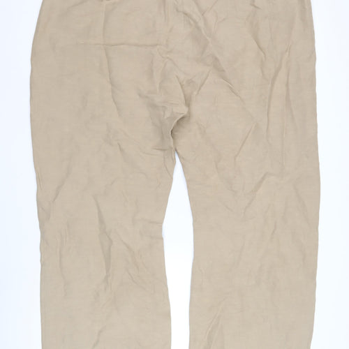 Chesca Womens Beige Linen Silk Relaxed Trousers Size 20