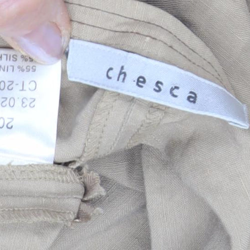 Chesca Womens Beige Linen Silk Relaxed Trousers Size 20