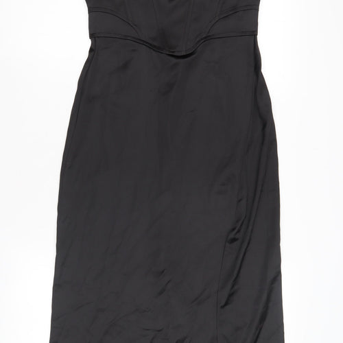 Zara Women's Black Satin Slip Dress XS