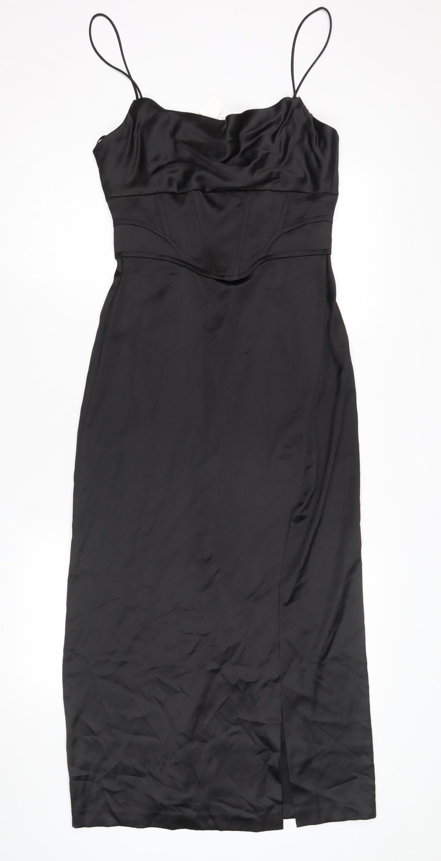 Zara Women's Black Satin Slip Dress XS – Preworn Zara Women's Black Satin Slip Dress XS – Preworn
