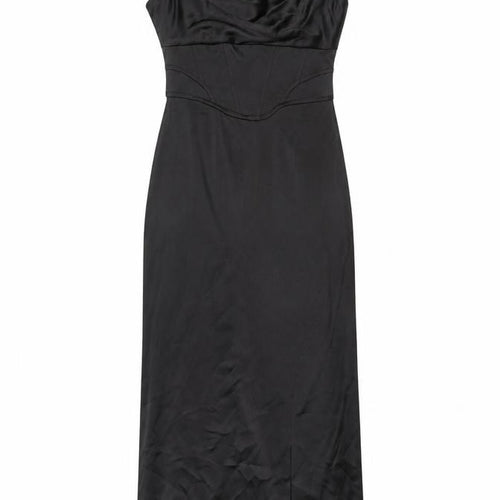 Zara Women's Black Satin Slip Dress XS