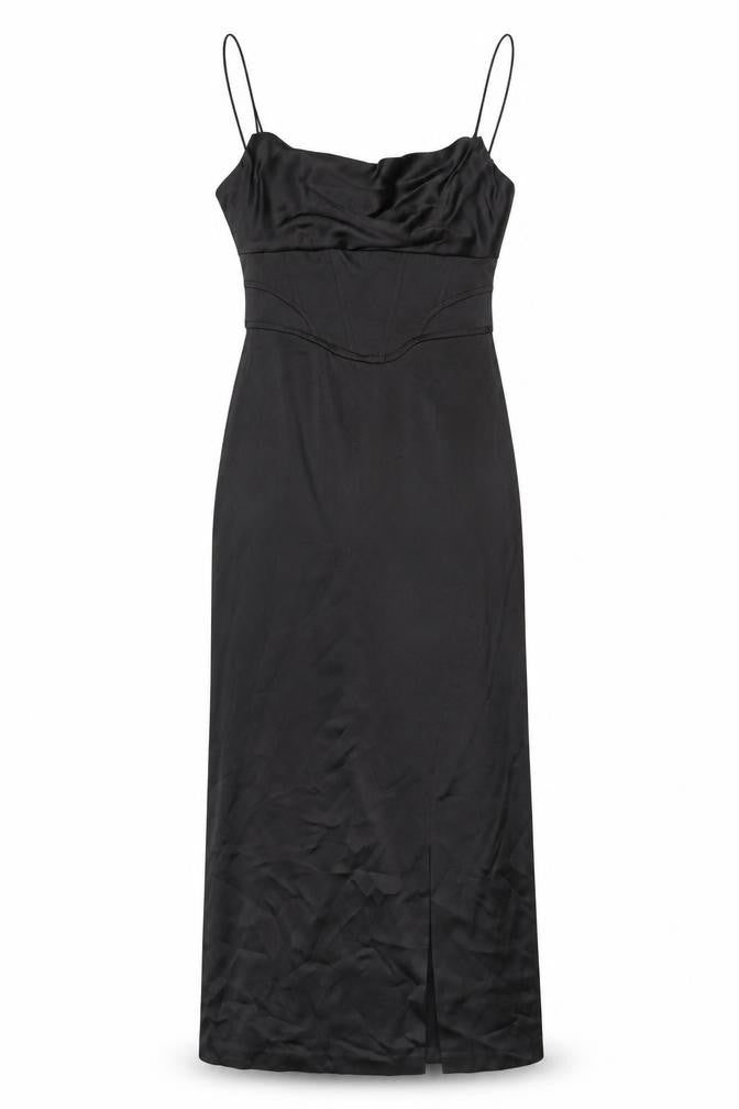 Zara Women's Black Satin Slip Dress XS