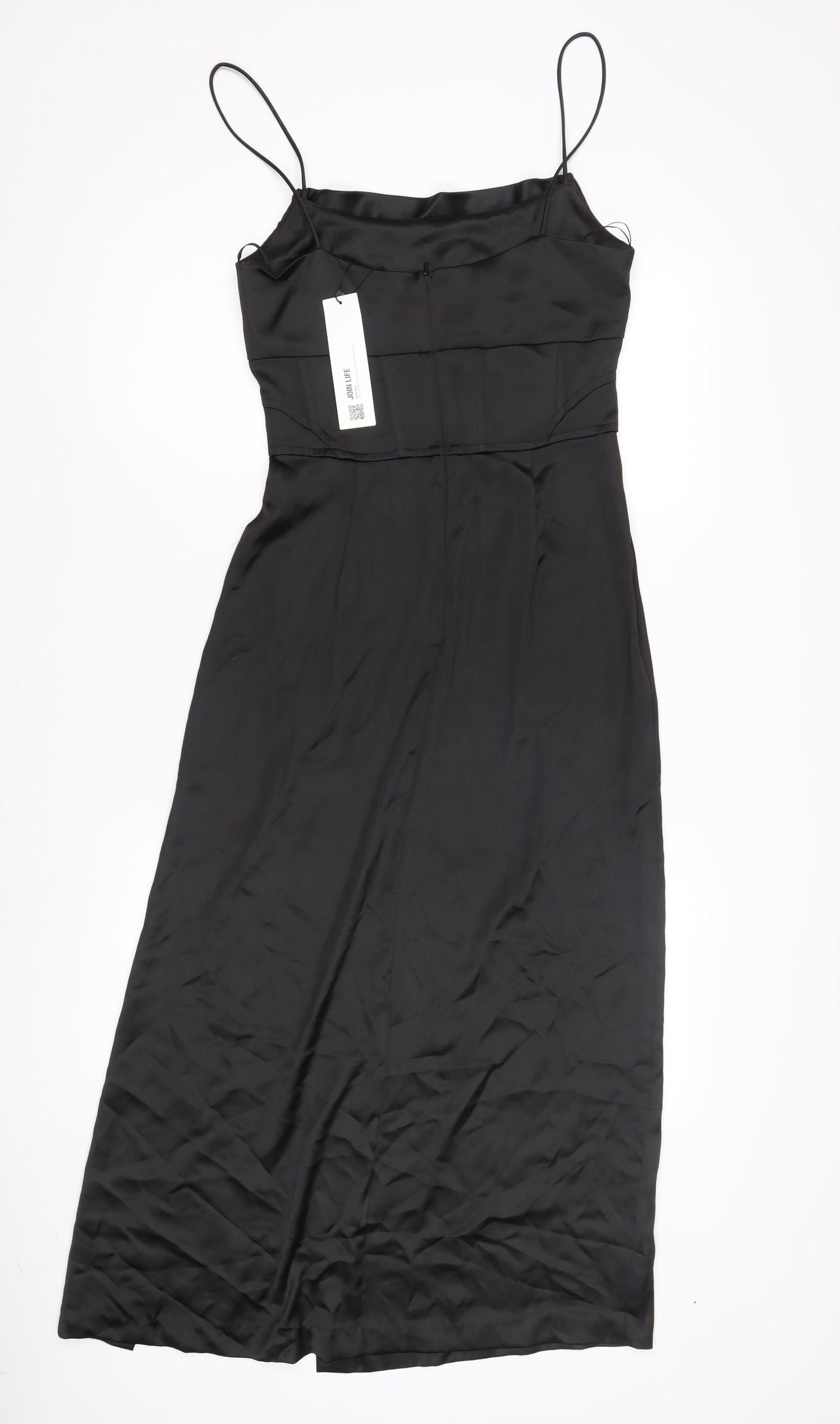 Zara Women's Black Satin Slip Dress XS